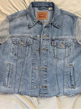 Levi's Light Blue Washed Denim Jacket with sweatshirt sleeves